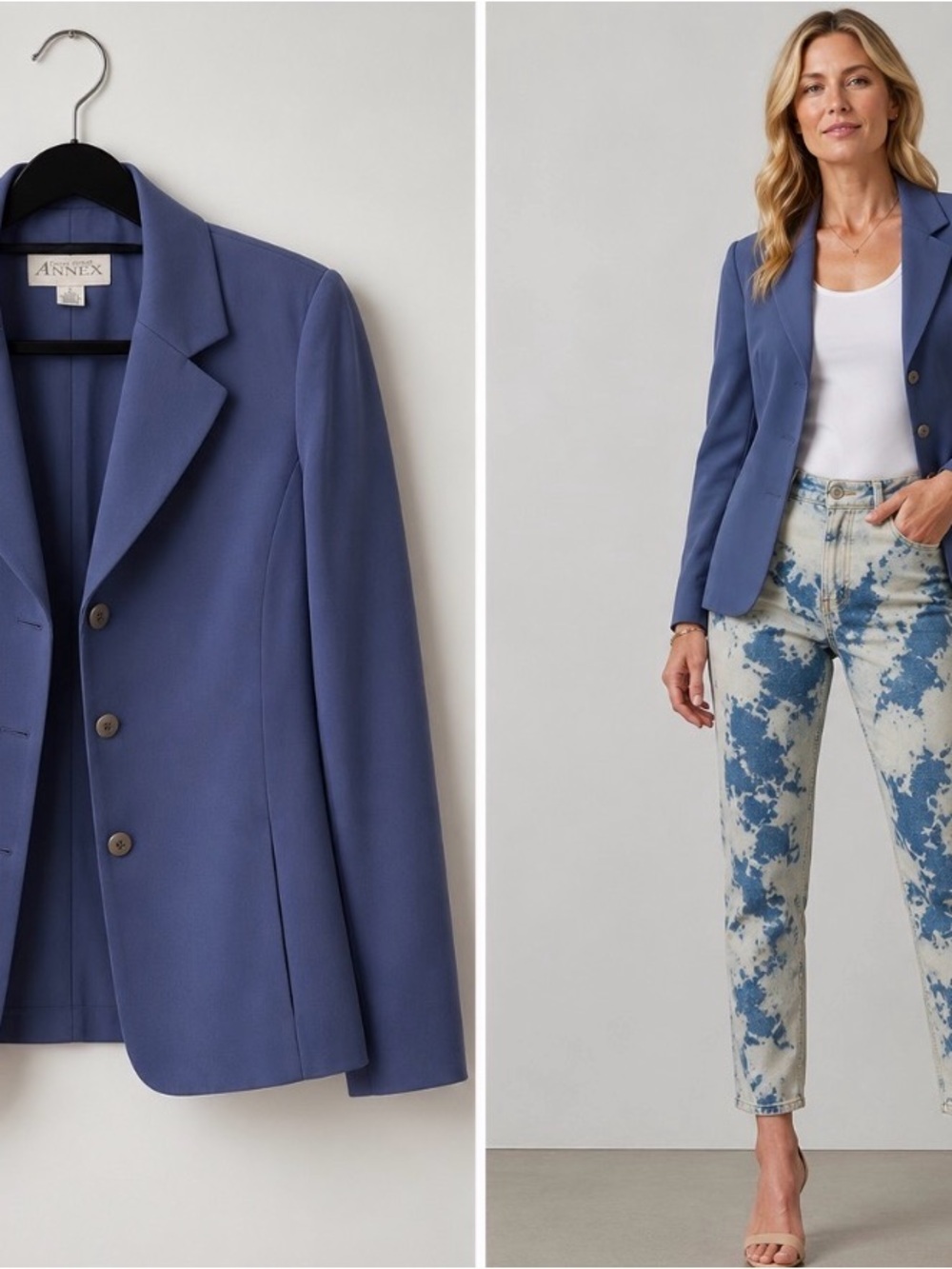 Classic Blue Blazer: easy to dress down from office to casual jeans dinner